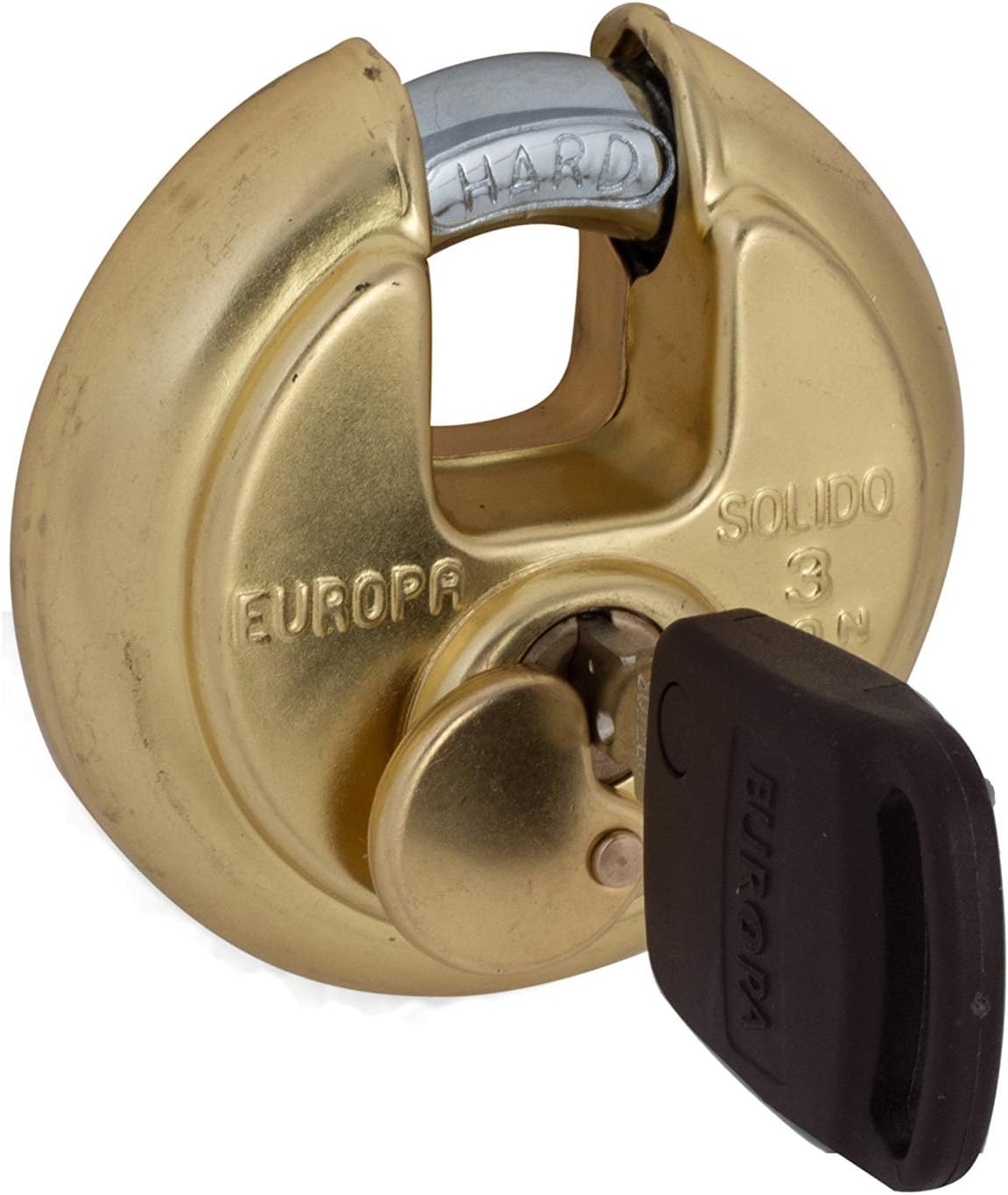 Europa Solido Stainless Steel Disc Padlock P370 B1 Metallic | Rustproof Fully-Welded Body, Hardened Drill-Resistant Plates | Secure Indoor & Outdoor Use