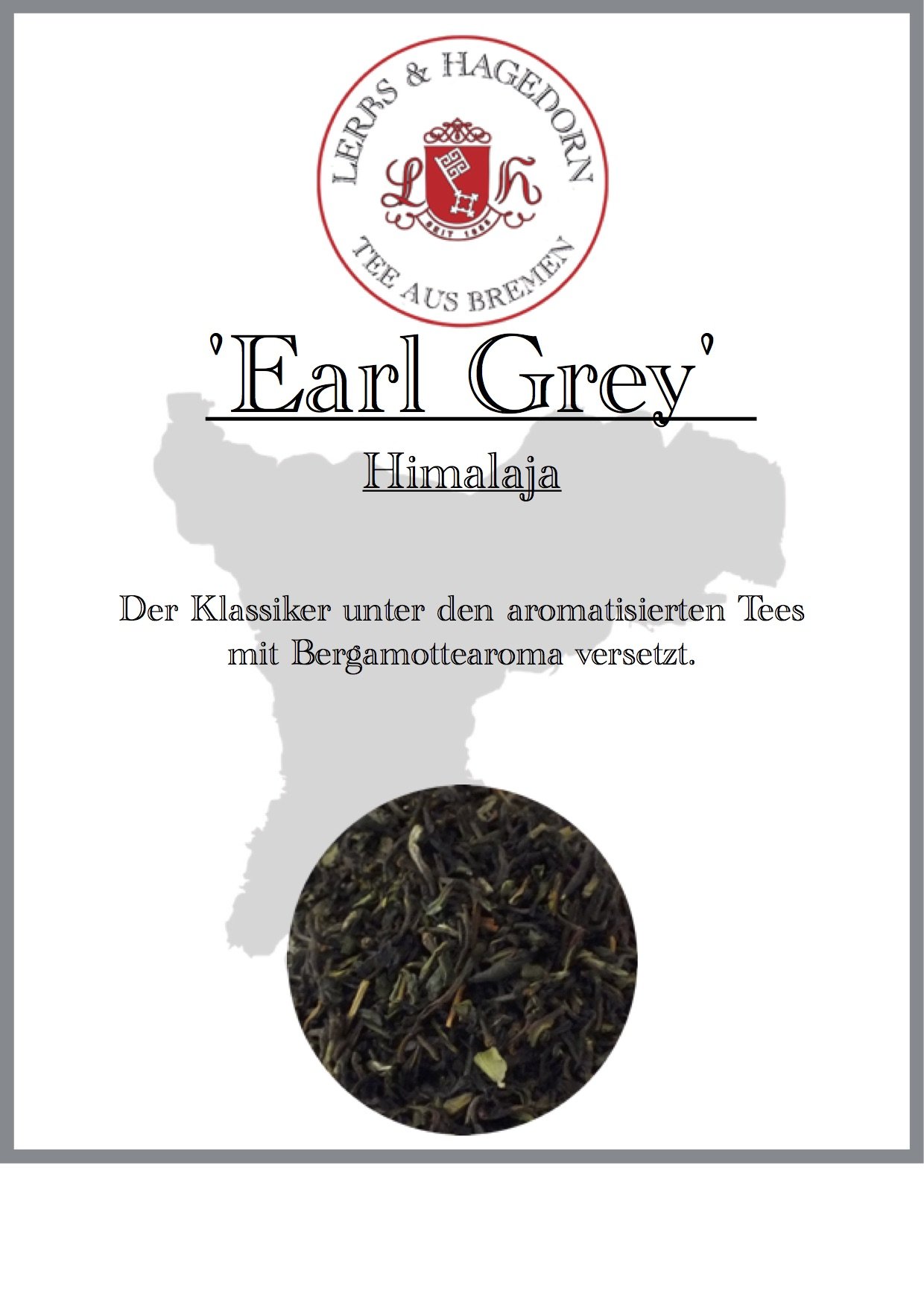 Lerbs & Hagedorn, Schwarzer Tee Himalaja Earl Grey| Bergamotte Geschmack 1.5kg (ca. 122 Liter) Mit Tee aus den Gärten des Himalajas