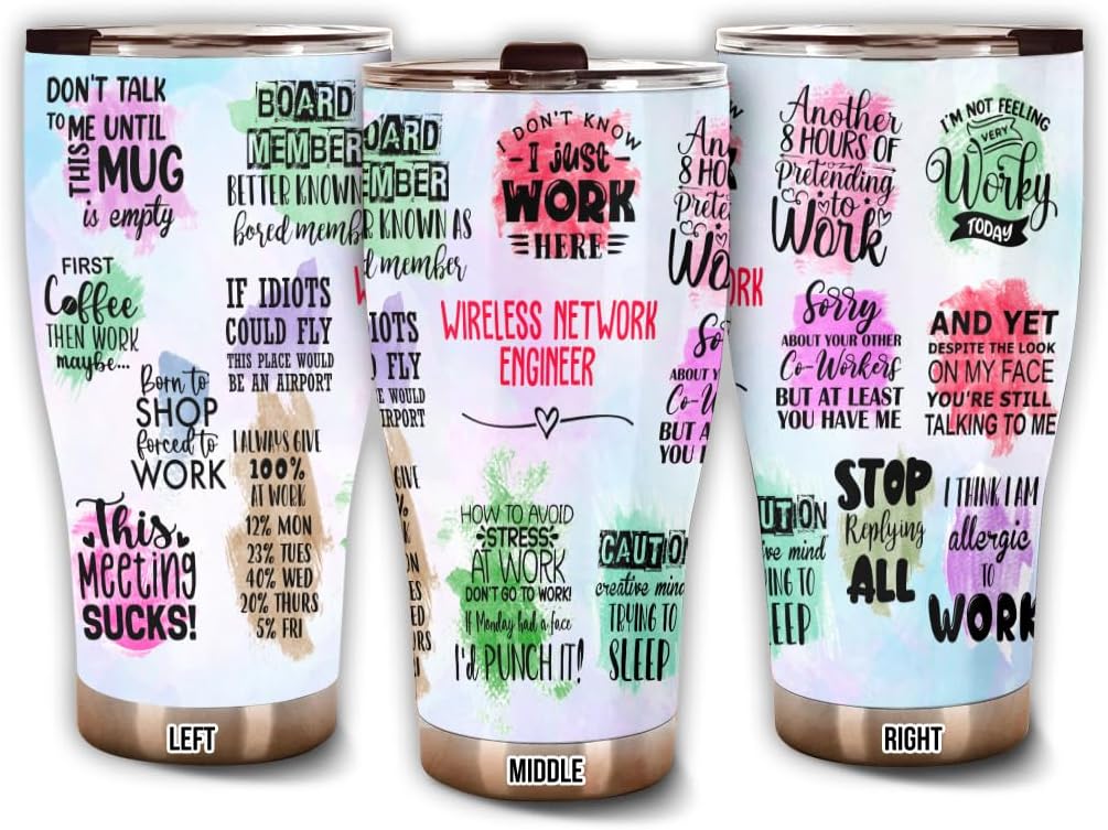 Thank You Wireless Network Engineer Tumbler Stainless Steel 30oz, Coworkers Appreciation Gifts for Women Men, Funny Office Work Employees Staffs Driking Coffee Cup For Birthday Christmas