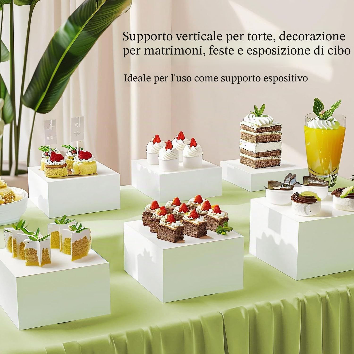 Espositore Da Buffet Per Aperitivo,8 Pezzi Espositori In Acrilico Con Mini Cartelli Da Tavolo,Dessert,Oggetti Da Collezione,Gioielli,Supporto Cubico Annidabile Di Varie Dimensioni,Per Buffet,Dolce,Bia