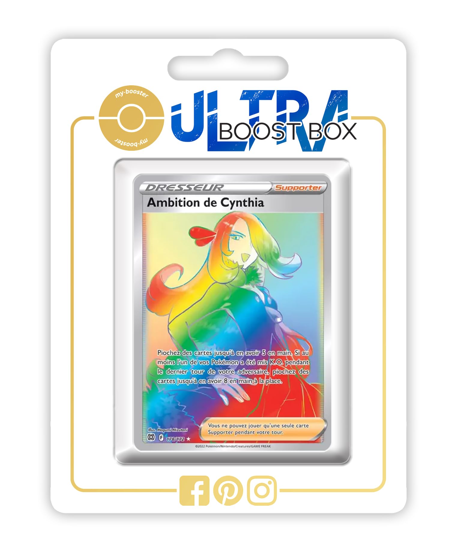 Ambition de Cynthia 178/172 Dresseur Arc en Ciel Secrète - Ultraboost X Epée et Bouclier 9 Stars Étincelantes - Coffret de 10 Cartes Pokémon Françaises