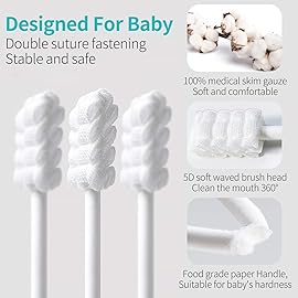 dearlomum Baby Tongue Cleaner, Newborn Toothbrush, 96PCS Disposable Infant Toothbrushes, Gauze Gum Cleaner Toothbrush Baby Oral Cleaning Stick Dental Care for 0-36 Months