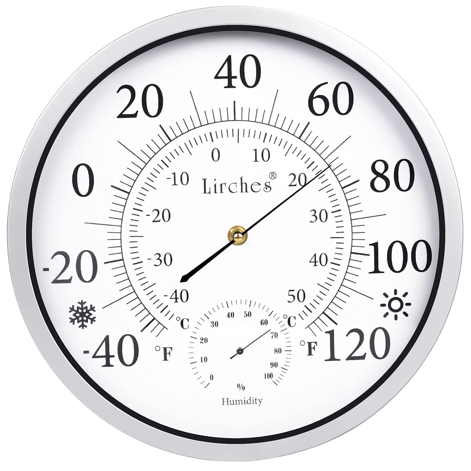 Indoor Outdoor Thermometer Wireless - 12'' Weather Thermometer Hygrometer, Hanging Wall Large Outdoor Thermometer for Patio, Home, Garden Decoration, No Battery Required Thermometer Outdoor : Patio, Lawn & Garden