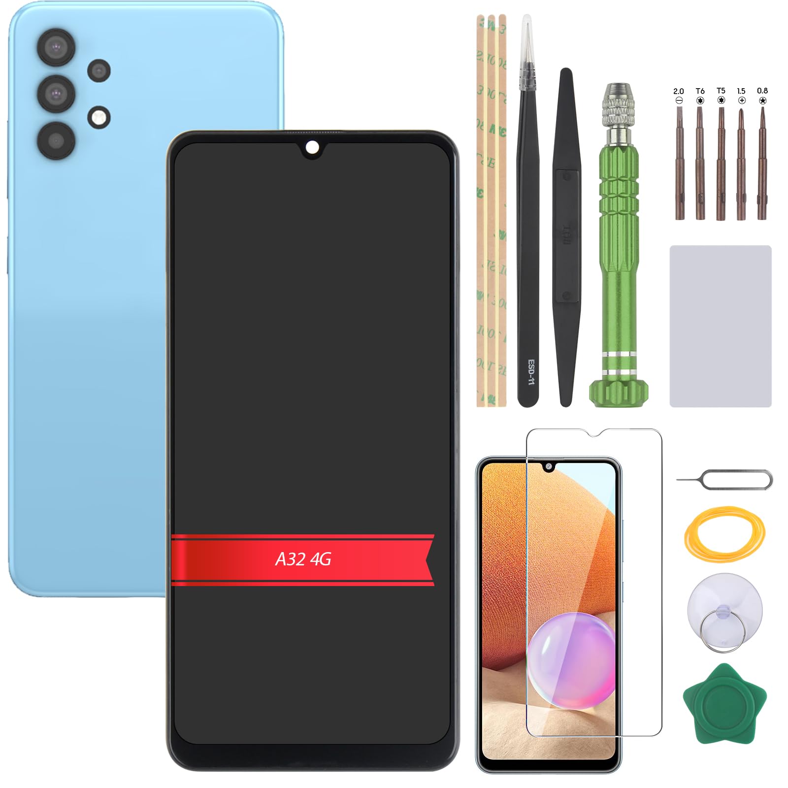 Screen for Samsung Galaxy A32 4G LCD Display Replacement for A325F/A325F/DS/A325M/A325N Touch Screen Digitizer Assembly(with Frame)
