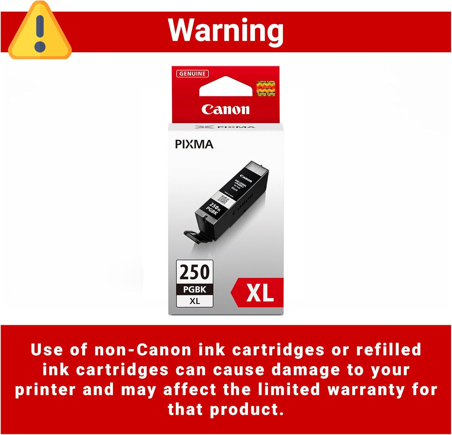 Canon PGI-250XL Genuine Pigment Black Ink Tank,Compatible with MG6320,IP7220 & MG5420,MX922,MG5520,MG6420,MG7120,iX6820,iP8720,MG7520,MG6620,and MG5620 Printers,(Pack of 2)