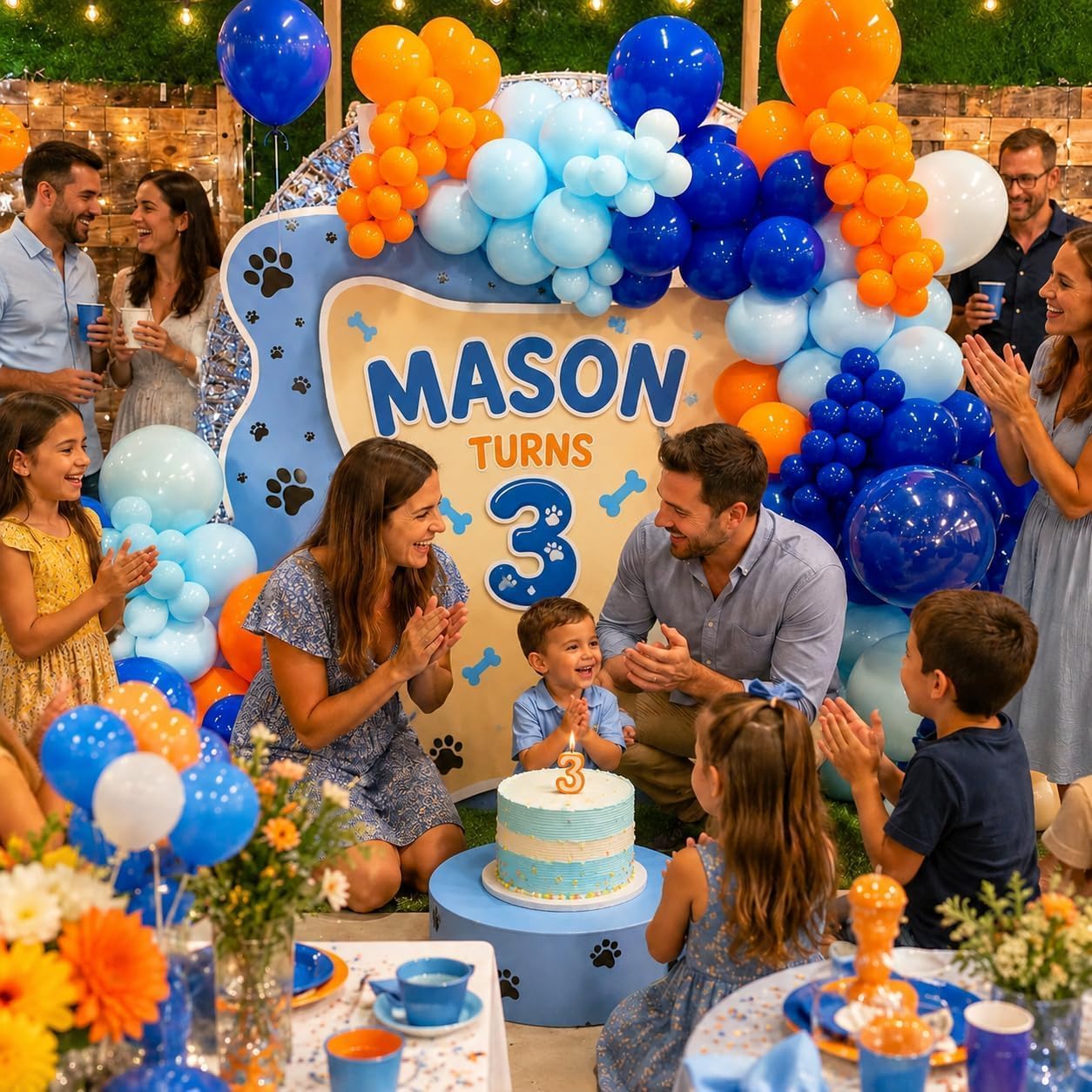 HILAVO Blue and Orange Balloons, Royal Light Blue and Orange Beige Balloon