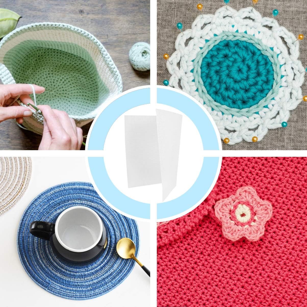 3pcs Embroidery Canvas Sheets Mesh Plastic for DIY Coaster Knit Crochet Craft