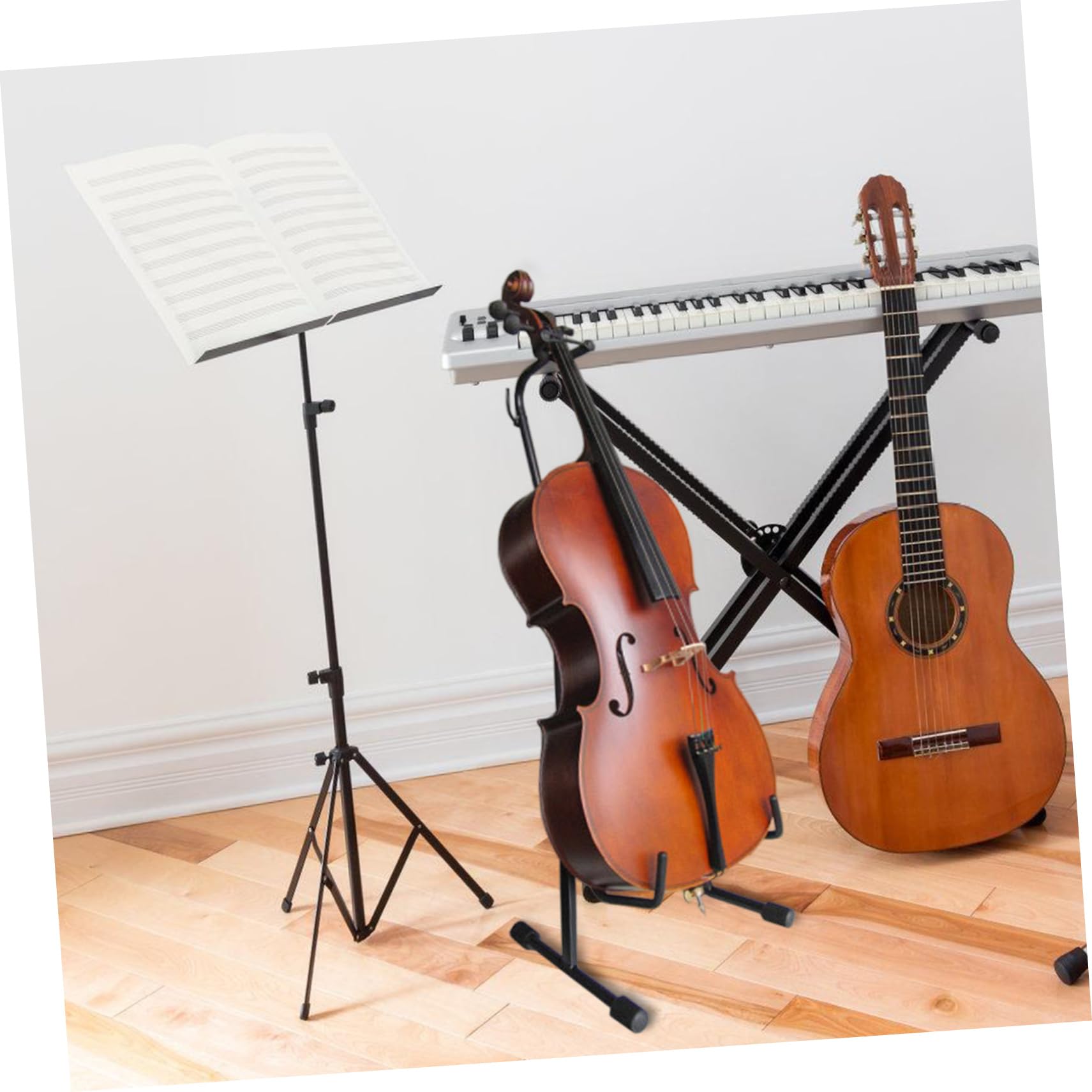 Soporte para Violonchelo Ajustable de Aleación Negro Portátil | Estable y Portátil, Estructura de Anclaje Envolvente, Uso Doméstico, Diseño en Negro