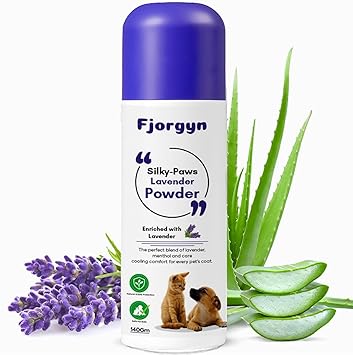 Silky-Paws Enriched with Lavender Cooling Comfort Powder for Pets 140GM | Pet Coat Cleanser | Soothing Skin Relief | Dogs & Cats Powder | Suitable for All Types of Breeds