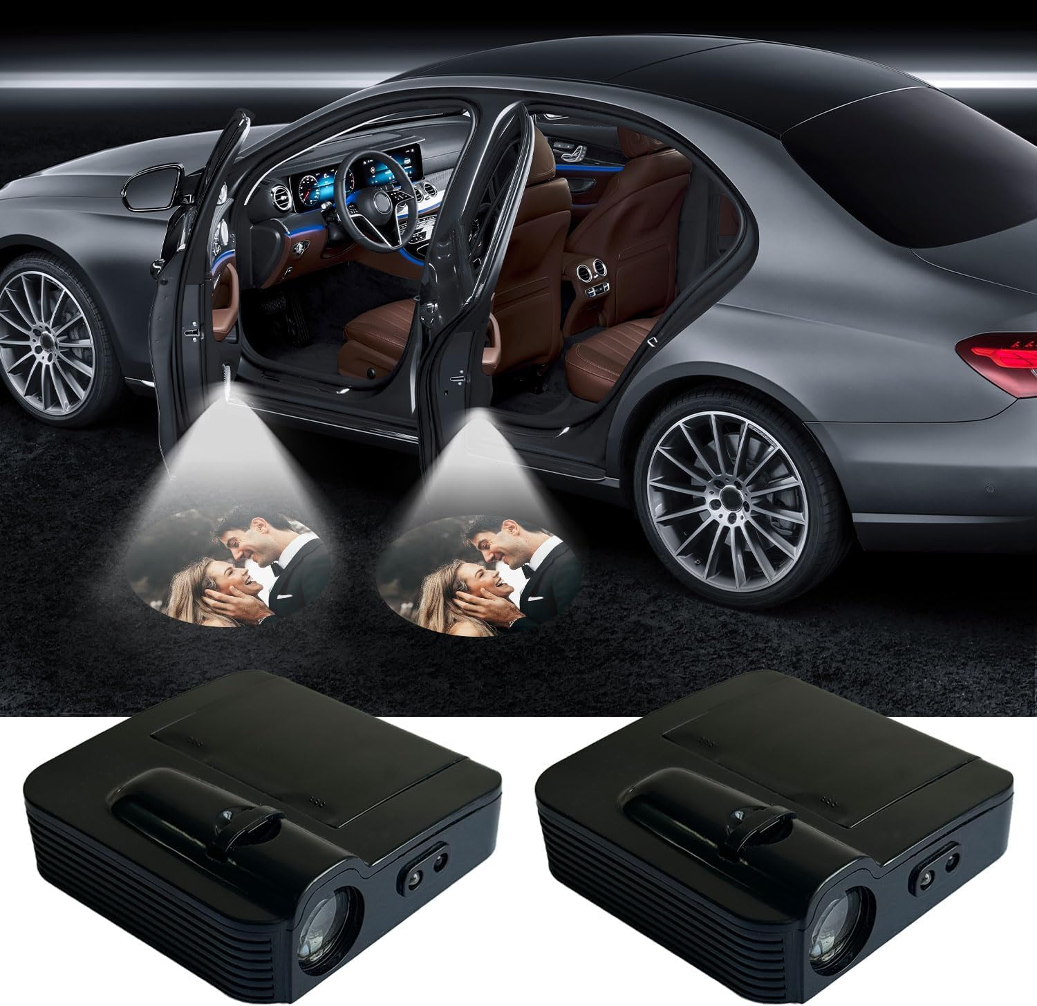 Custom Car Door Light Projector Rechargeable Car LED Door Light with Photo Logo