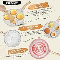 Vista 4 de Sartén para panqueques apta para todas las estufas, 4 tazas, para panqueques, antiadherente, con revestimiento libre de PFOA, mini sartén