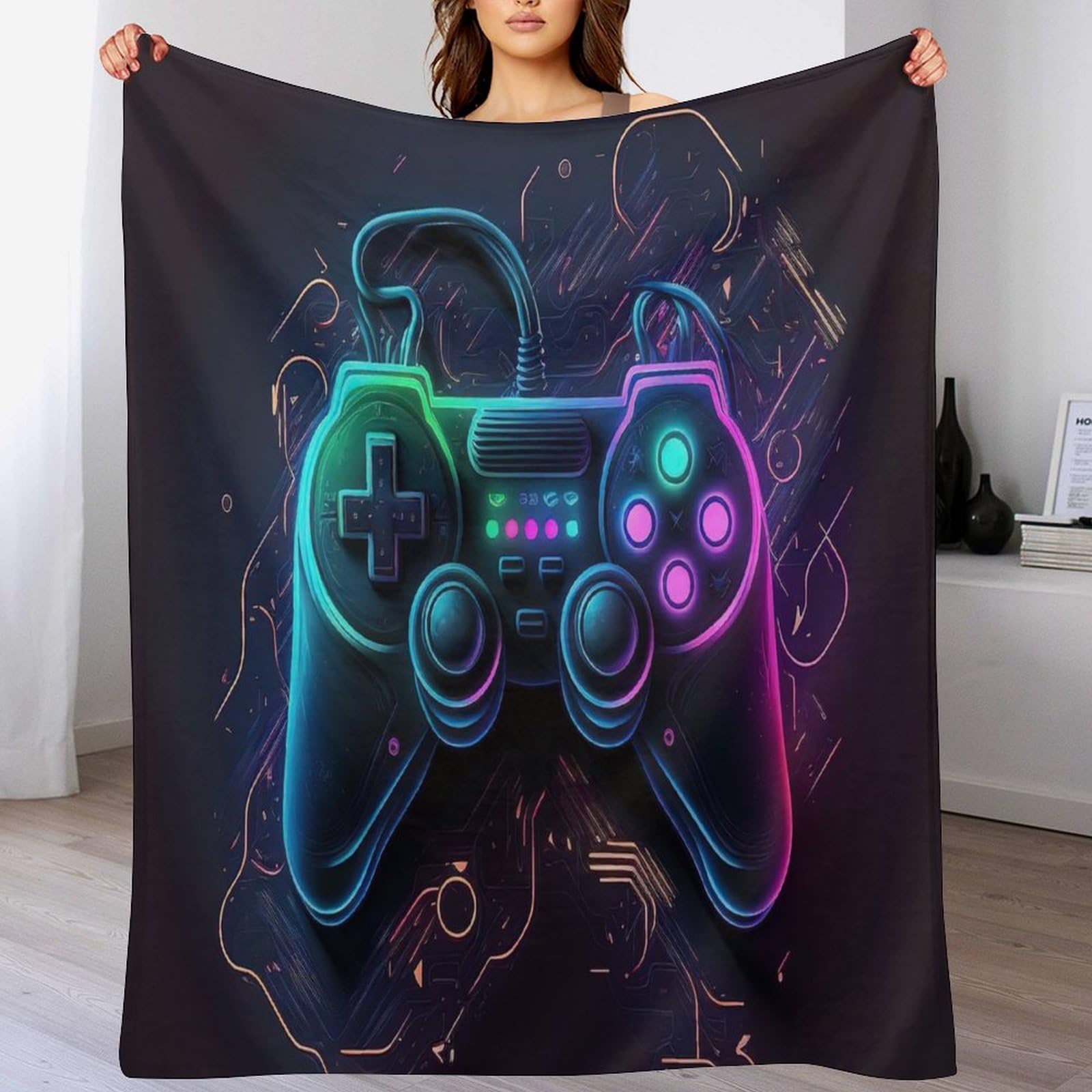 Couverture Polaire Flannel Manette de Jeu XXL 180x200cm pour Canapé