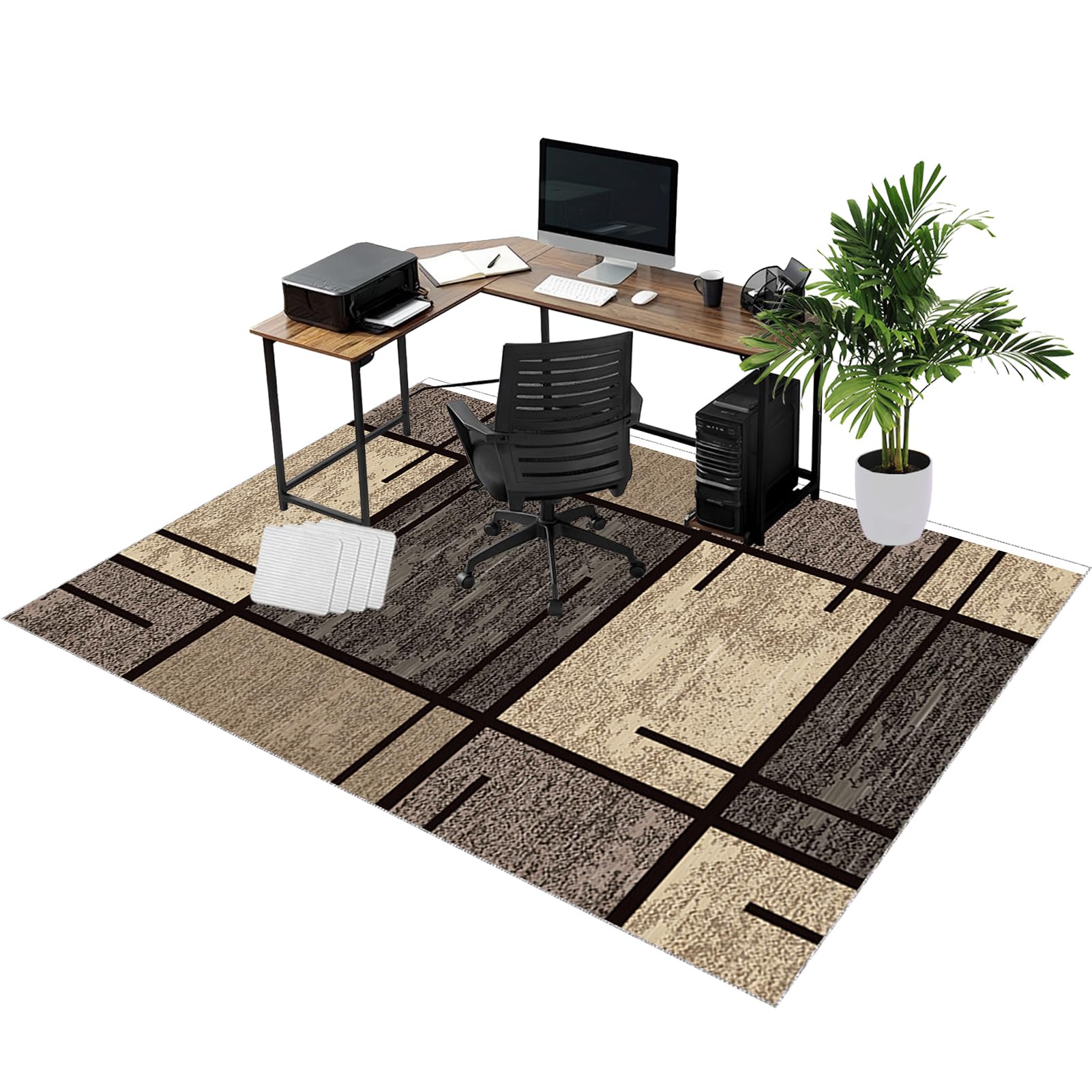 Rolling Chair Mats, Office Chair Mat for Carpet and Wooden Floors 100 x 120 cm Non-slip Gaming Floor Protector, Washable Desk Carpet Protector Rug for Home Office, Non Slip Floor Protection Mat