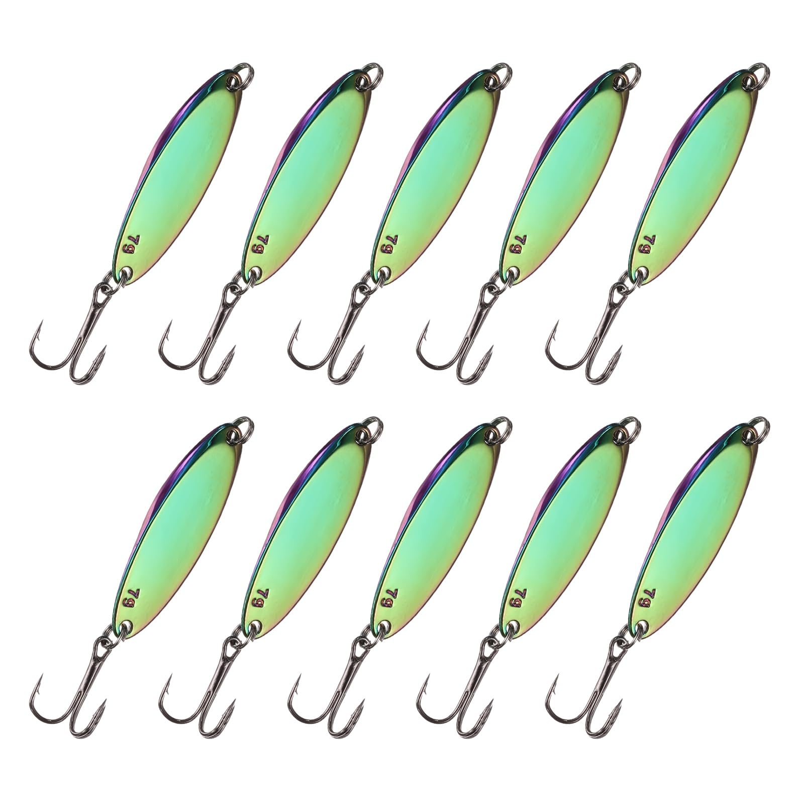 YELARXI 10Pcs Fishing Spoons Lures Treble Trout Lures 1/4oz Vibrant Colors
