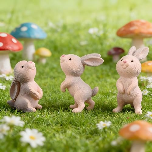 Miniatura 4 de Halloluck 7 figuras de conejo, mini figura de gato, decoración de escritorio, decoración de pastel, planta, decoración de automóvil, decoraciones en