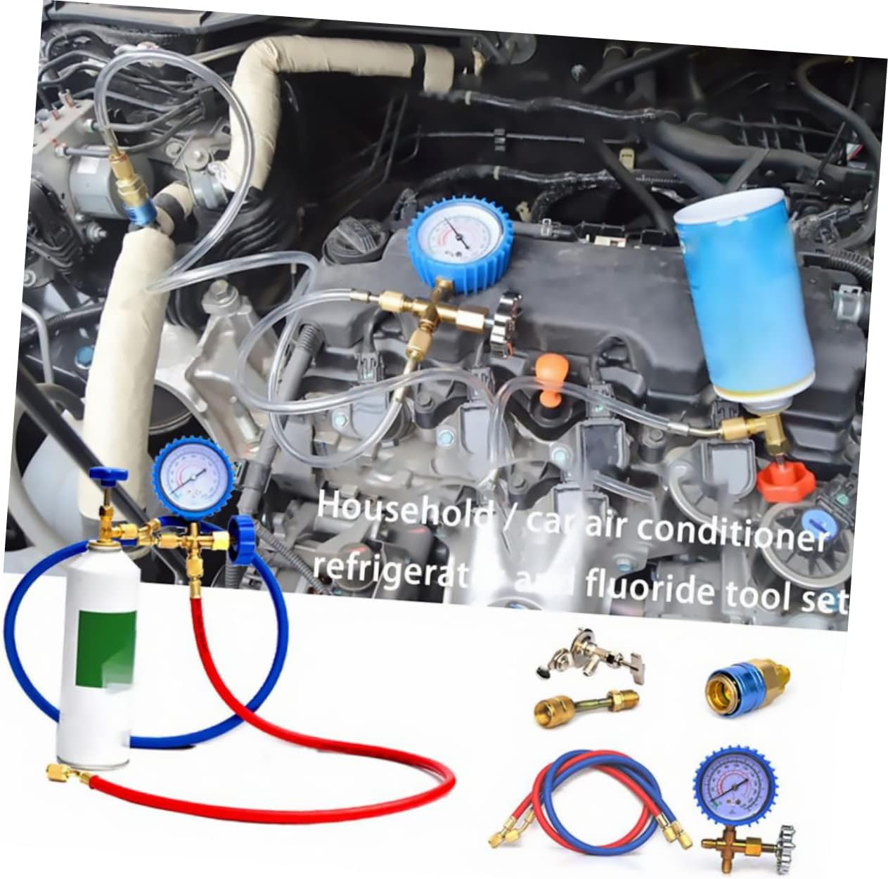 CHILDWEET Car A/c Gauge Set Manifold Adapters Refrigeration System Repair Tools