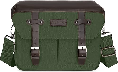 MOSISO Funda cruzada para cámara DSLRSLRSLRsin espejo, de piel sintética, vintage, con solapa para lluvia, compatible con cámara y lente