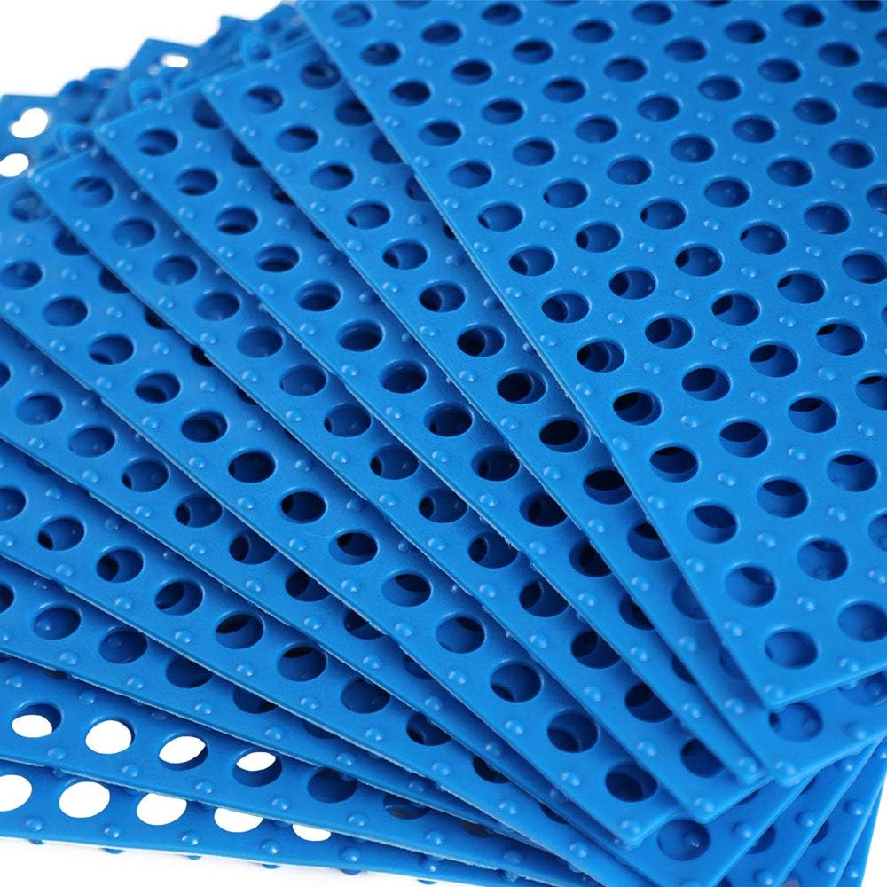 10Pcs Interlocking Soft PVC Non-Slip Tile Splicing Waterproof Mat Drain Pool Shower Bath Kitchen Cushion 11.8" x 11.8" Mats Thin Type (11.8" x 11.8", Blue)