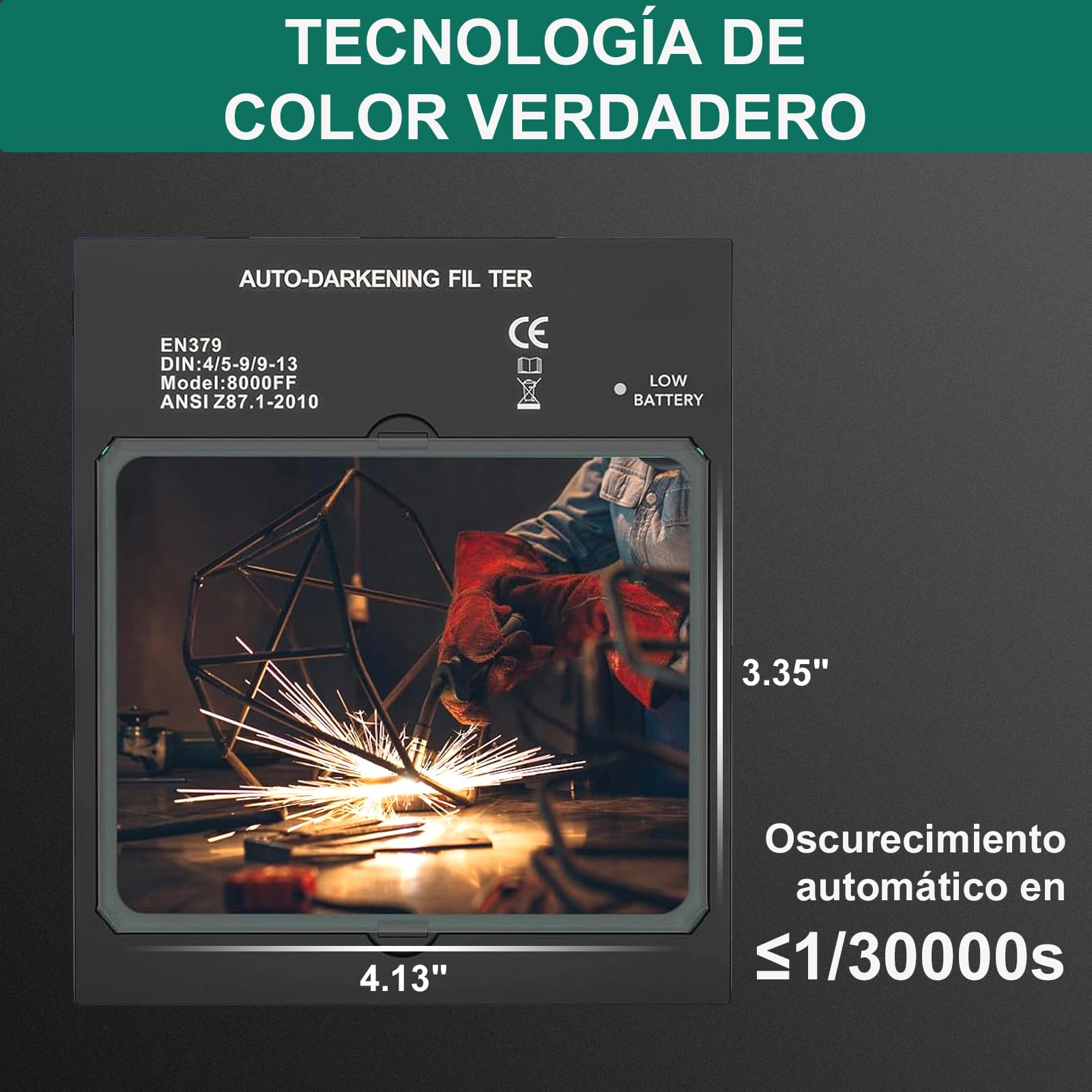 HYCHIKA Automática Careta Soldar, Máscara de Soldador Auto-Oscurecible con Amplia Visión 10x9cm - Casco de Soldador Solar y a Batería, 4 Sensores Premium, Sombra Ajustable 4/5-9/9-13, Incluye Gorro