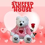 12 Inch White Teddy Bear Plush with Pink Hoodie and Red Heart Embroidery (Pink Hoodie Red Heart)