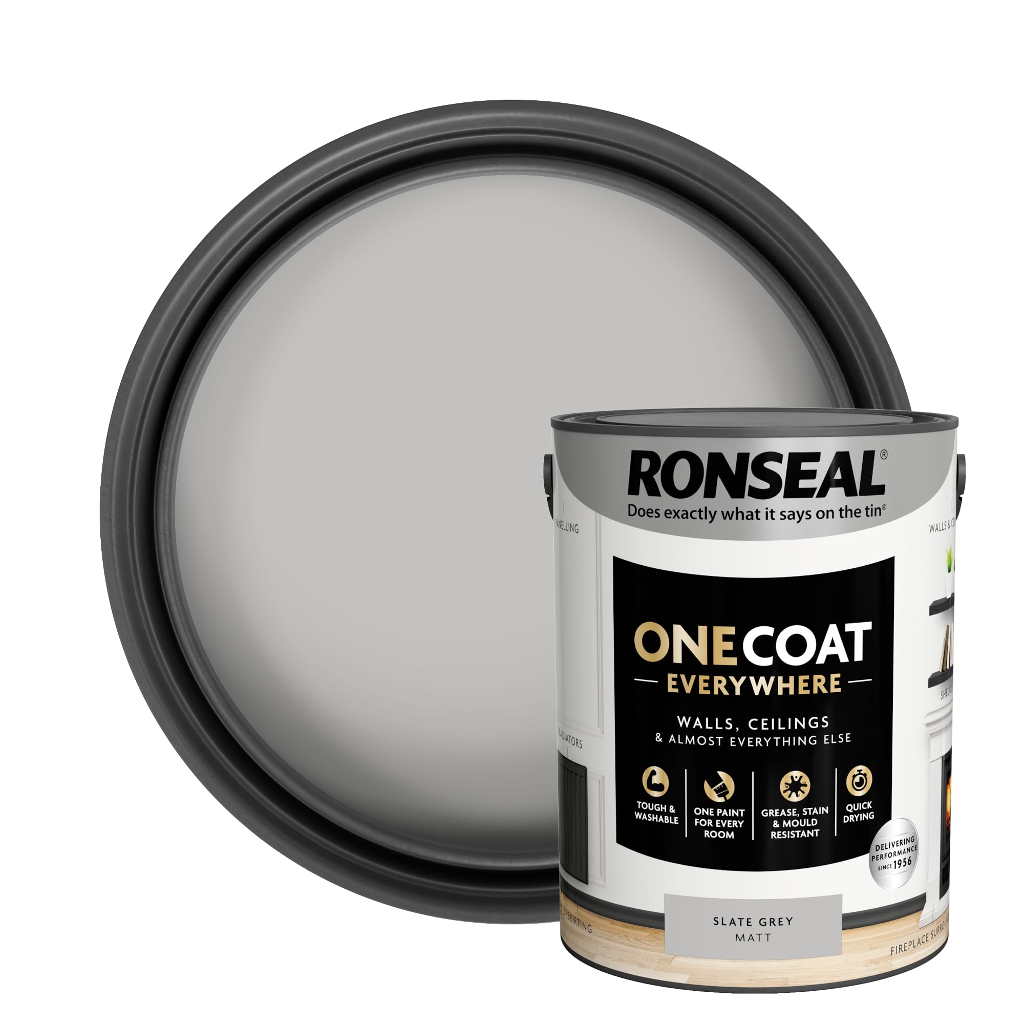 Ronseal One Coat Everywhere Slate Grey Matt Interior Paint 5L