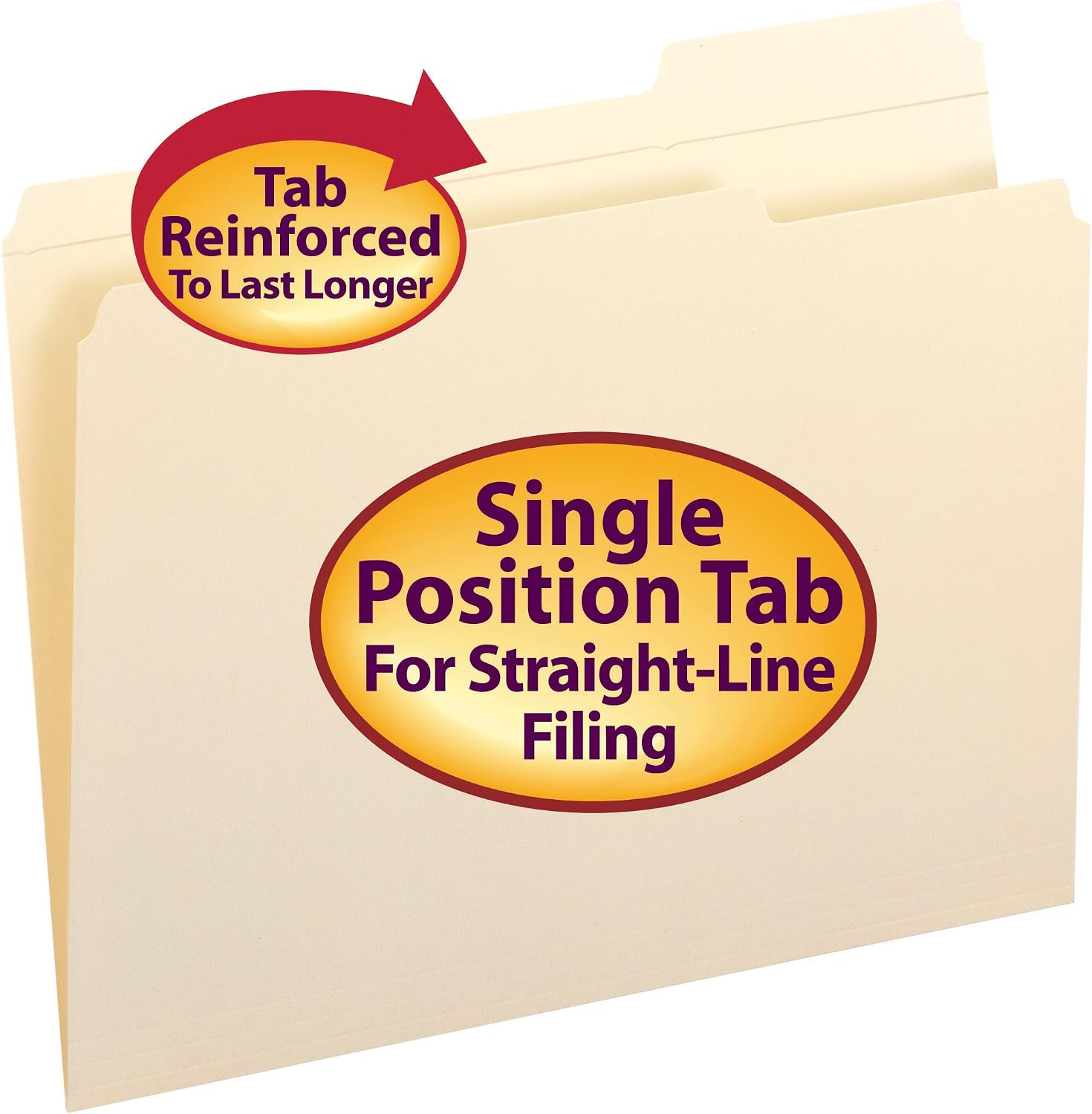Smead File Folder, Reinforced 1/3-Cut Tab, Right Position, Letter Size, Manila, 100 per Box (10337), 1/3 Cut, Right Position - Image 3