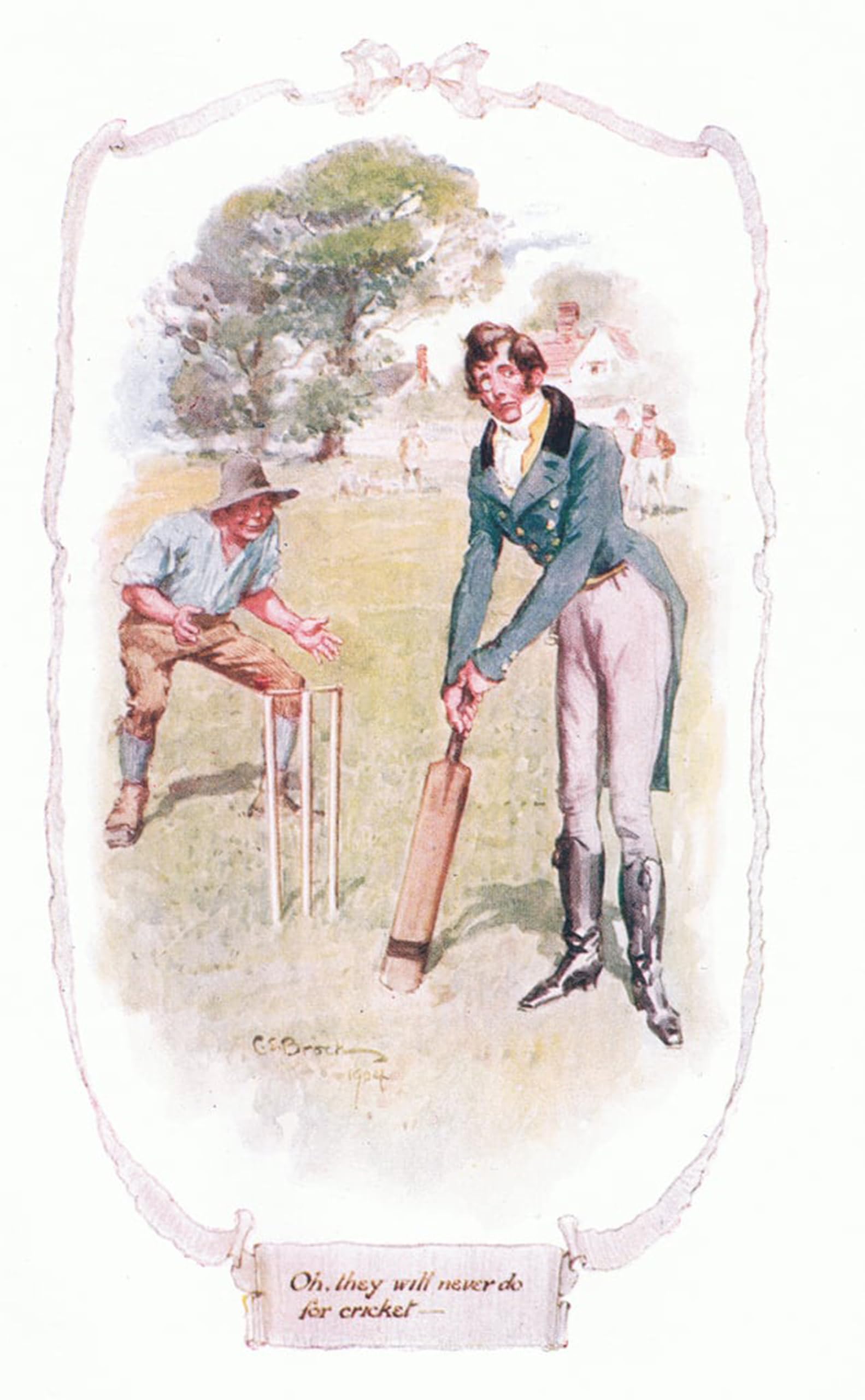 ARTXLXXBN Famous Prints Artwork Pictures Poster Painting Art Oh! They Will Never Do for Cricket by Charles Edmund Brock Artwork Landscape Pictures for Home Decor 60x90cm