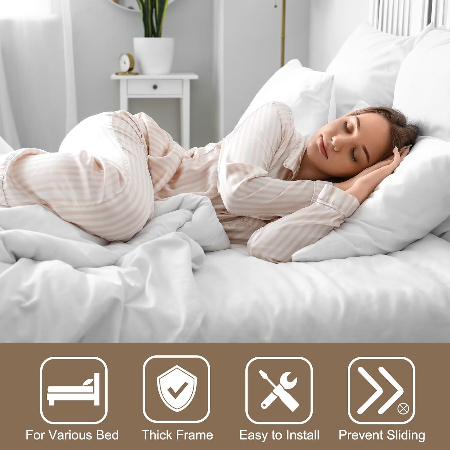 uxcell マットレススライドストッパー 調節可能なベッド用 マットレスリテーナーバー マットレスホルダー 滑り止めマットレススト