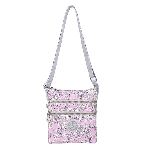 AOCINA Crossbody Purses for Women Lightweight Small Travel Bag Shoulder Purses and Handbags with Multi Zipper Pockets（A-Pink Flower