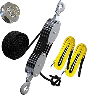 Rope Hoist Pulley System with Metal Bearing, 4400LB Pulley Block and Tac...