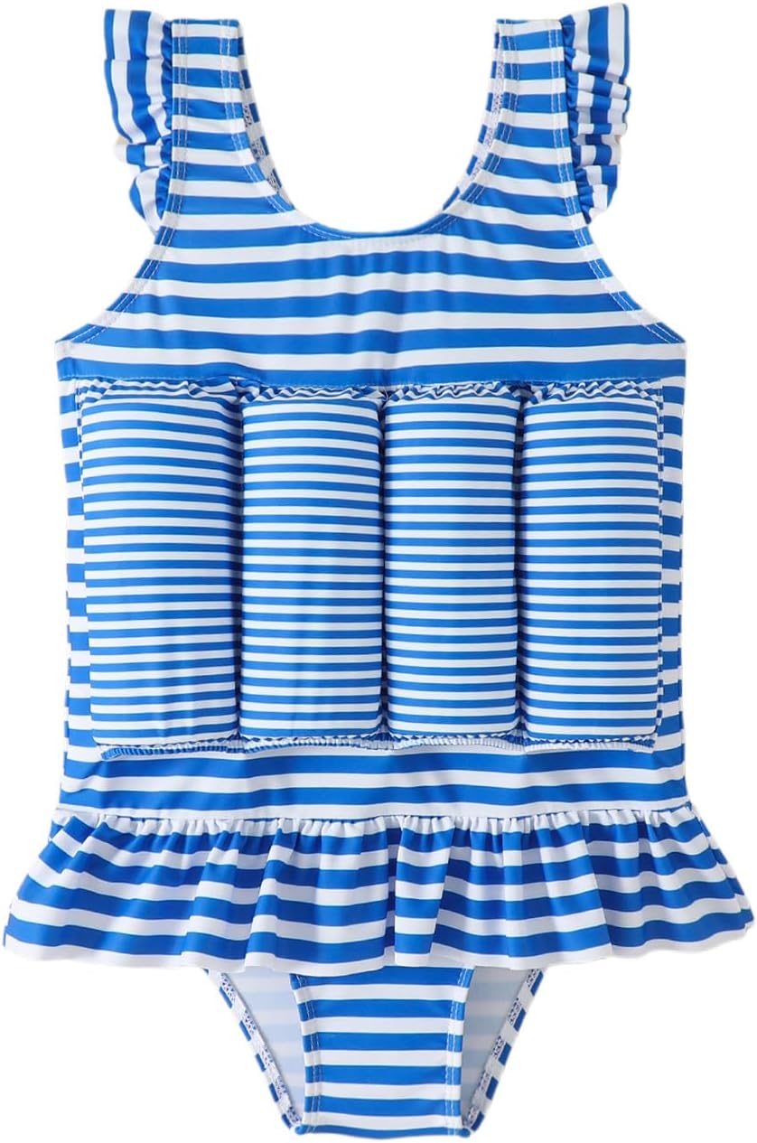 FishingDino Toddler Floatation Swimsuit Girls 1-6T, One Piece Float Suit with Built-in Float, Cute Floating Swim Suit Floatie