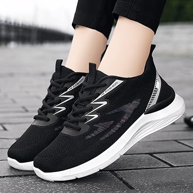 Ladies Trainers Wide Fit Wedge Walking Sneakers Casual Fashion Non Slip Athletic Shoes Lightweight Low Top Lace Up Orthopedic Trainers Breathable Mesh Arch Support Trainer