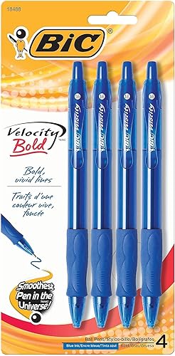 BIC Velocity Bold Bolígrafo retráctil con trazo grueso de 006 pulg color negro 12 unidades Azul