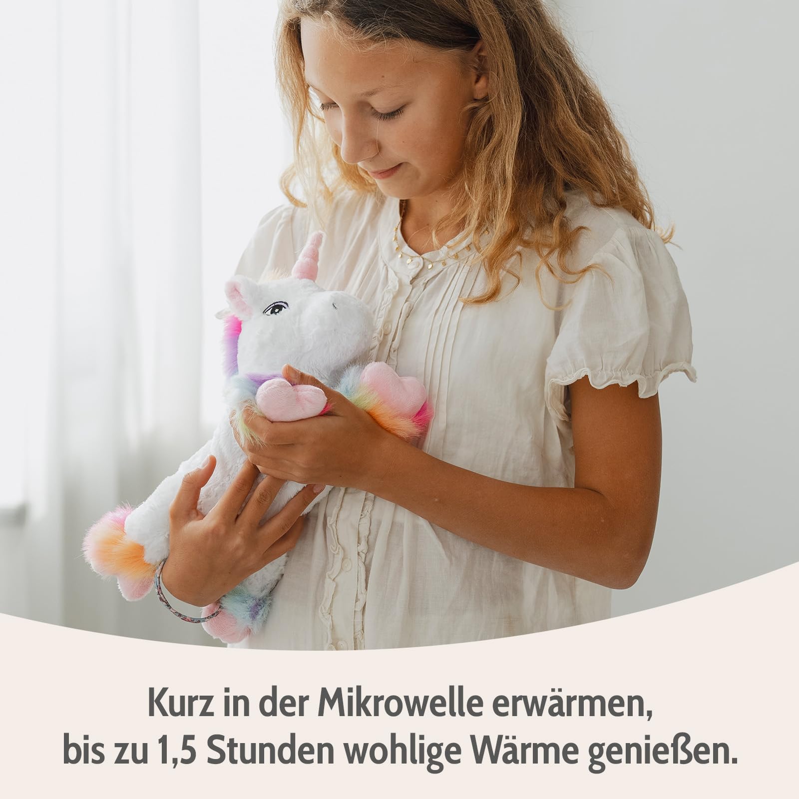 Habibi Plush Premium Unicorno, Rainbow, Cuscino termico removibile