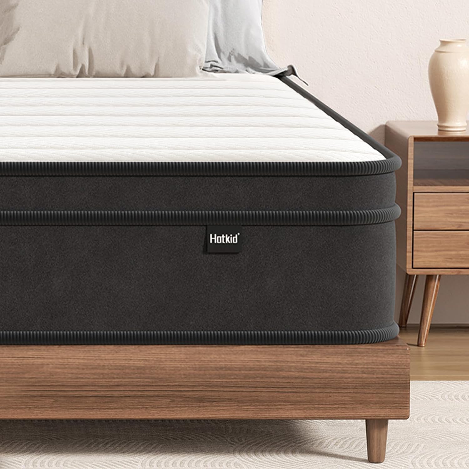 Hotkid,Queen Mattress,10 Inch High Density Foam Hybrid Mattresses in a Box with Individual Pocket Spring,Queen Size mattresses,Breathable Supportive and Pressure Relief,Guest and Kids Bedroom