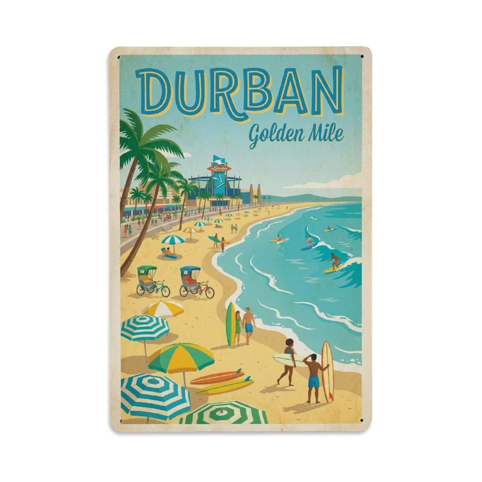Metal Tin Sign Retro South Africa Durban Travel