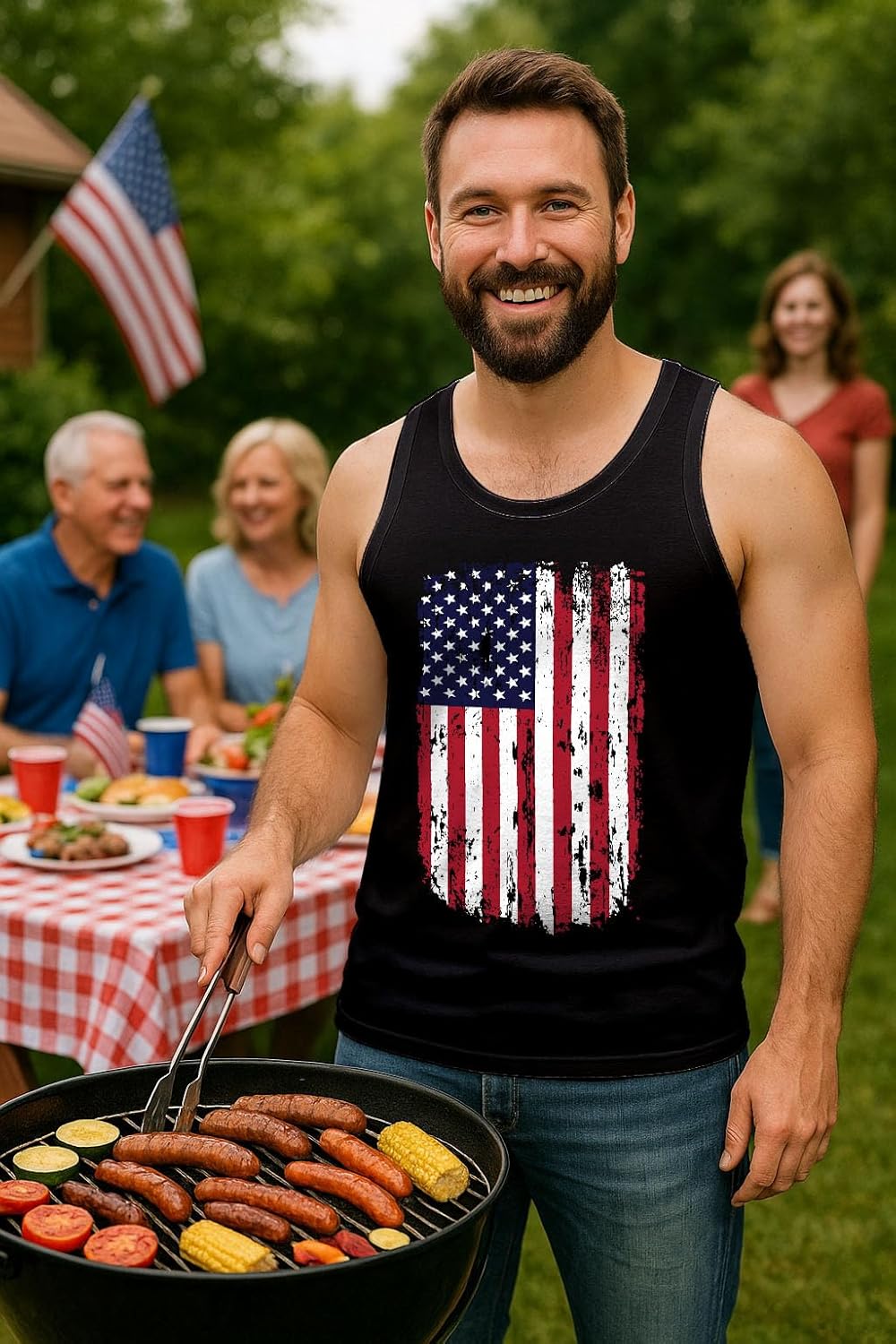 Tstars American Flag Tank Top for Men - USA Patriotic 4th of July Shirt | Merica Sleeveless Tops for Memorial Day - Image 2