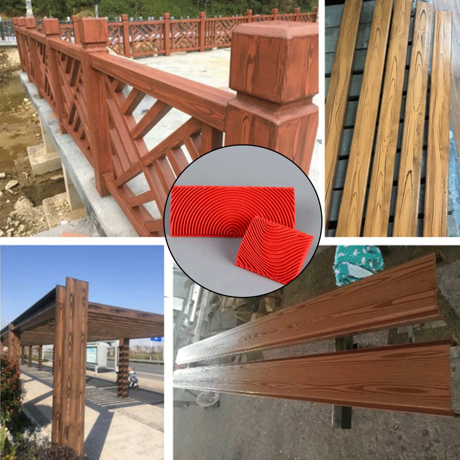 4 herramientas de grano de madera, herramienta de pintura de grano de madera, herramienta de rodillo de pintura texturizada, herramienta de pintura empaística de goma, herramientas de trabajo de