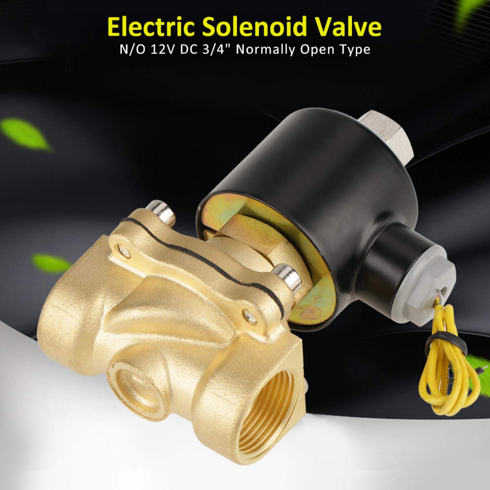 Messing 12V DC G3/4", Elektromagnetventil, stromlos geschlossen pneumatisch für Wasser Öl Luft