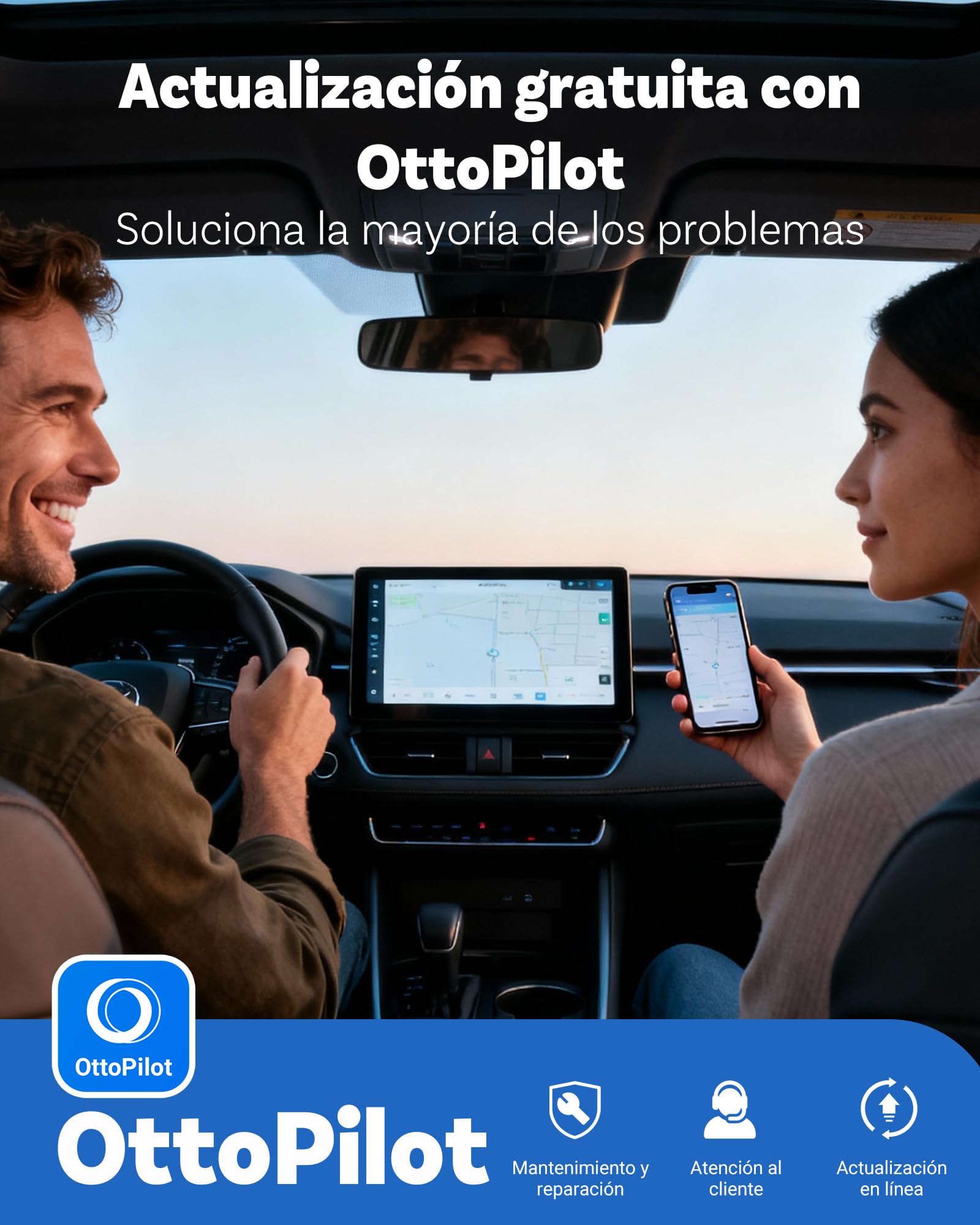 OTTOCAST 2026 Upgrade Mini Cube, 2en1 Adaptador Inalámbrico CarPlay & Android Auto, Plug & Play, 2.4G+5G, Reconexión Automática, Compatible con Coches Desde 2016 con CarPlay/Android Auto por Cable