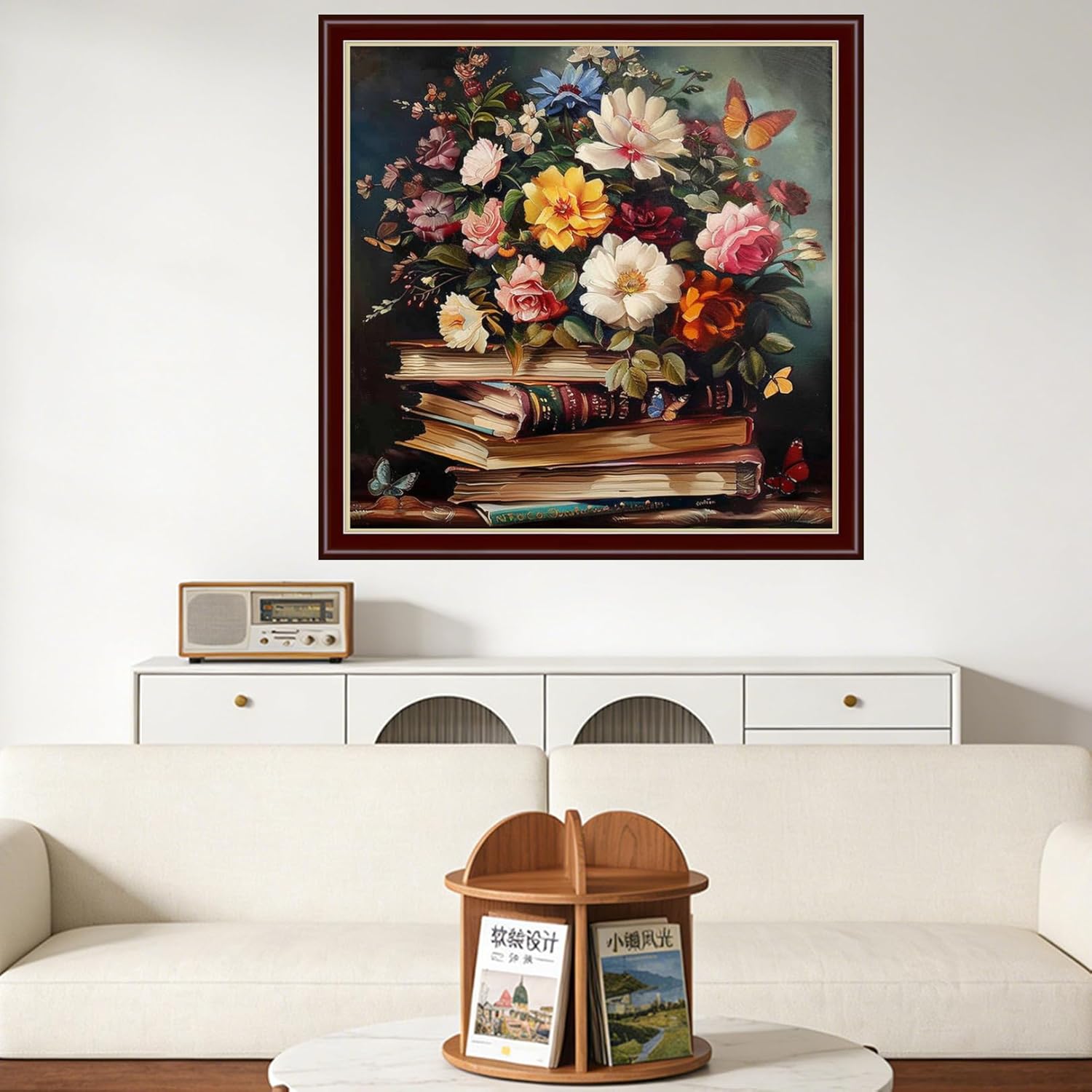 Findvoor Counted Cross Stitch Kits for Adults Full Range of Cross Stitching Embroidery Unprinted Pattern for Beginners, 11CT Needlepoint Cross-Stitch Patterns Embroidery Kits-Flower Books 18×18 inch