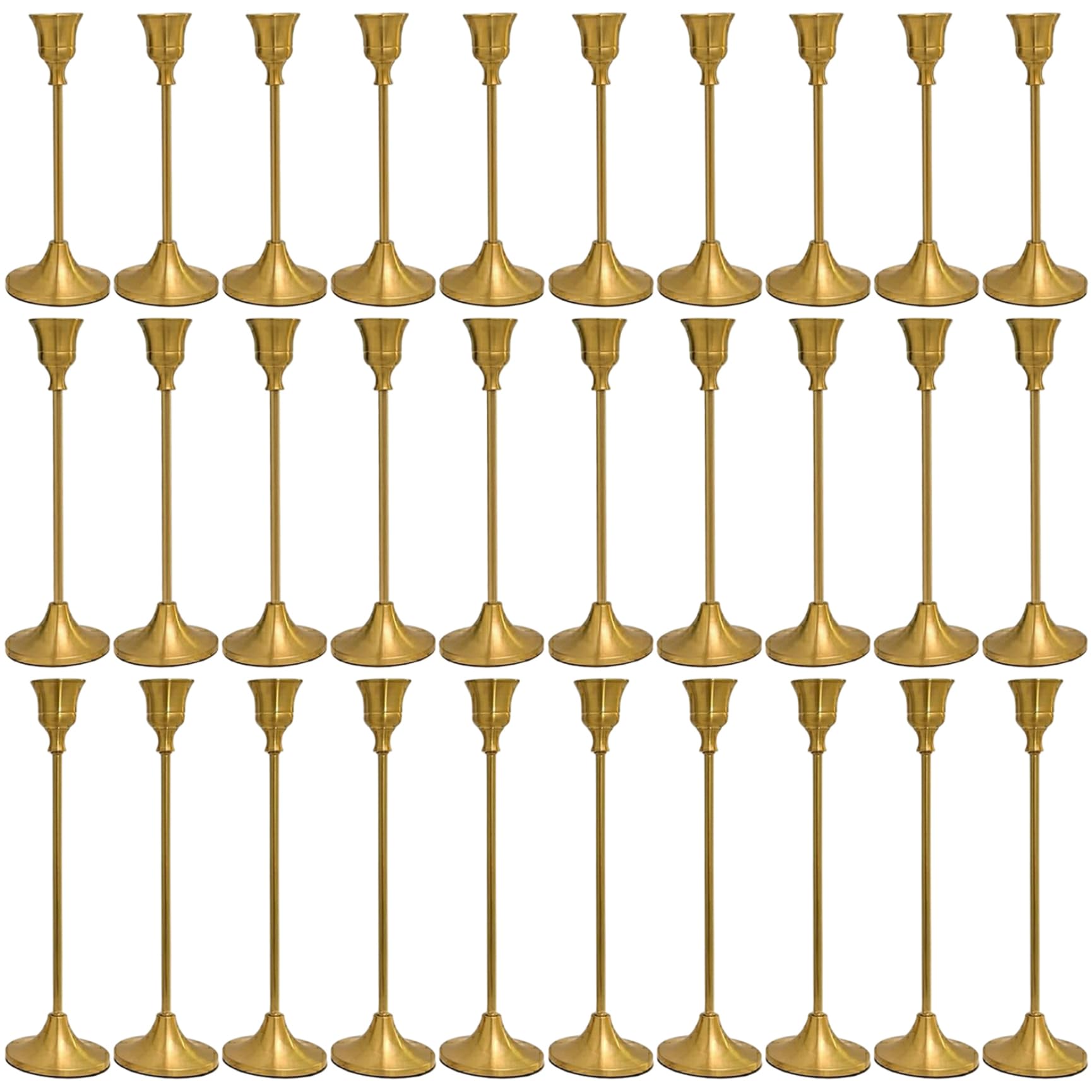 Bougeoirs dorés coniques en métal pour harmoniser vos tables de fête et de mariage