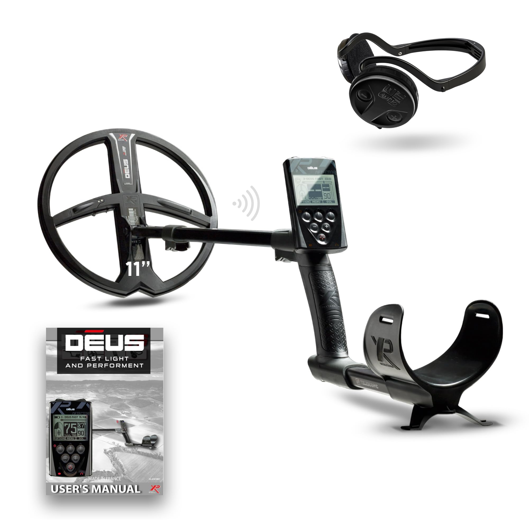 XP Metal Detectors Deus - avec Casque WSAUDIO - Étanche et entièrement sans Fil, idéal pour la Recherche de trésors et de reliques - Disque X35 de 28cm, télécommande et Canne S-Telescopic