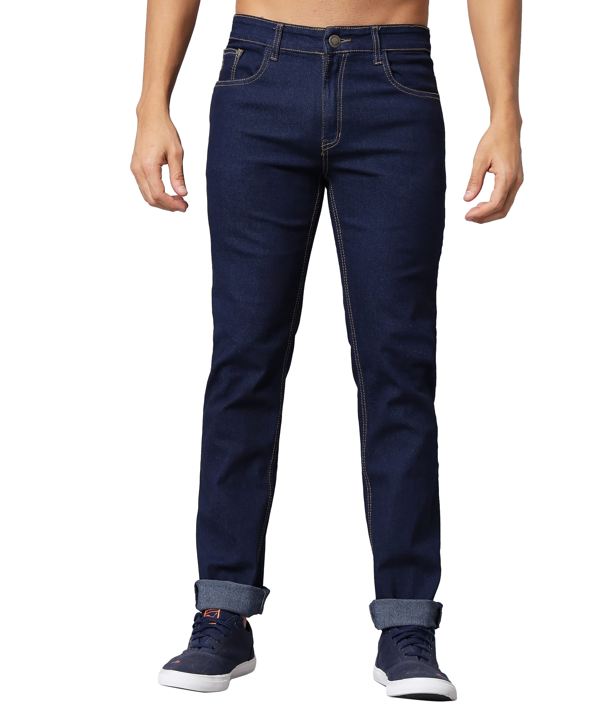 studio nexx Men's Regular Fit Jeans|Stretchable Mid Rise Denim |Contrast Detailed Stitch-picture-10