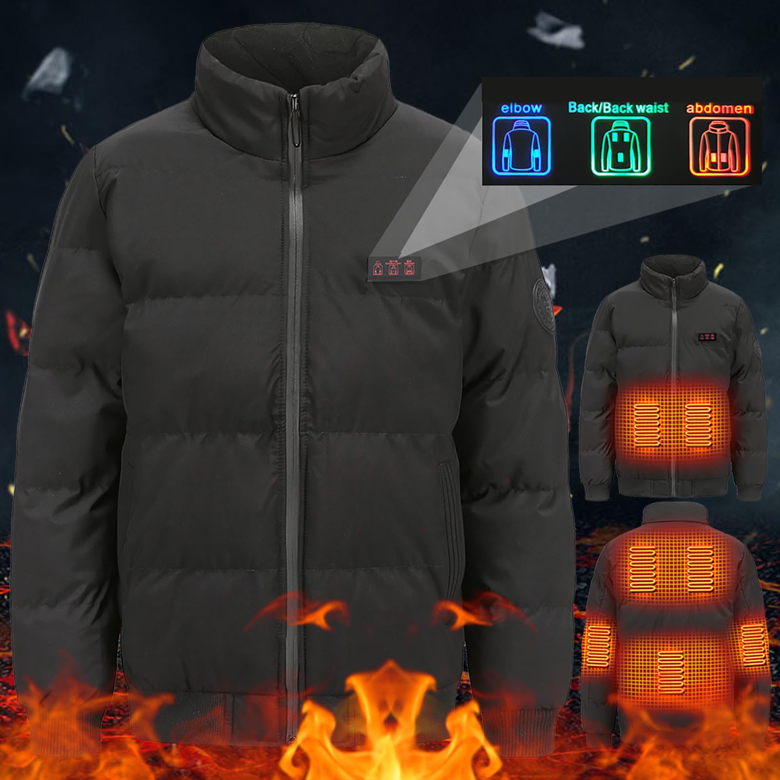 Abrigo Calefactable Hombre Abrigo con Capucha con Calefacción, Chaqueta con Calefacción for Hombres y Mujeres Ropa de Plumón Calefactor de Invierno, Caza y Esquí Chaleco 7 Zonas de Calentamiento