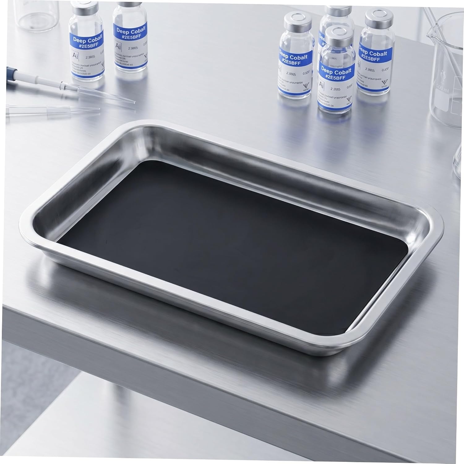 2pcs Stainless Steel Dissection Pans with Wax Lining, Thickened Reusable Rectangular Trays with Smooth Edges, Lab Organizer for Students, for Science Education and Experiments