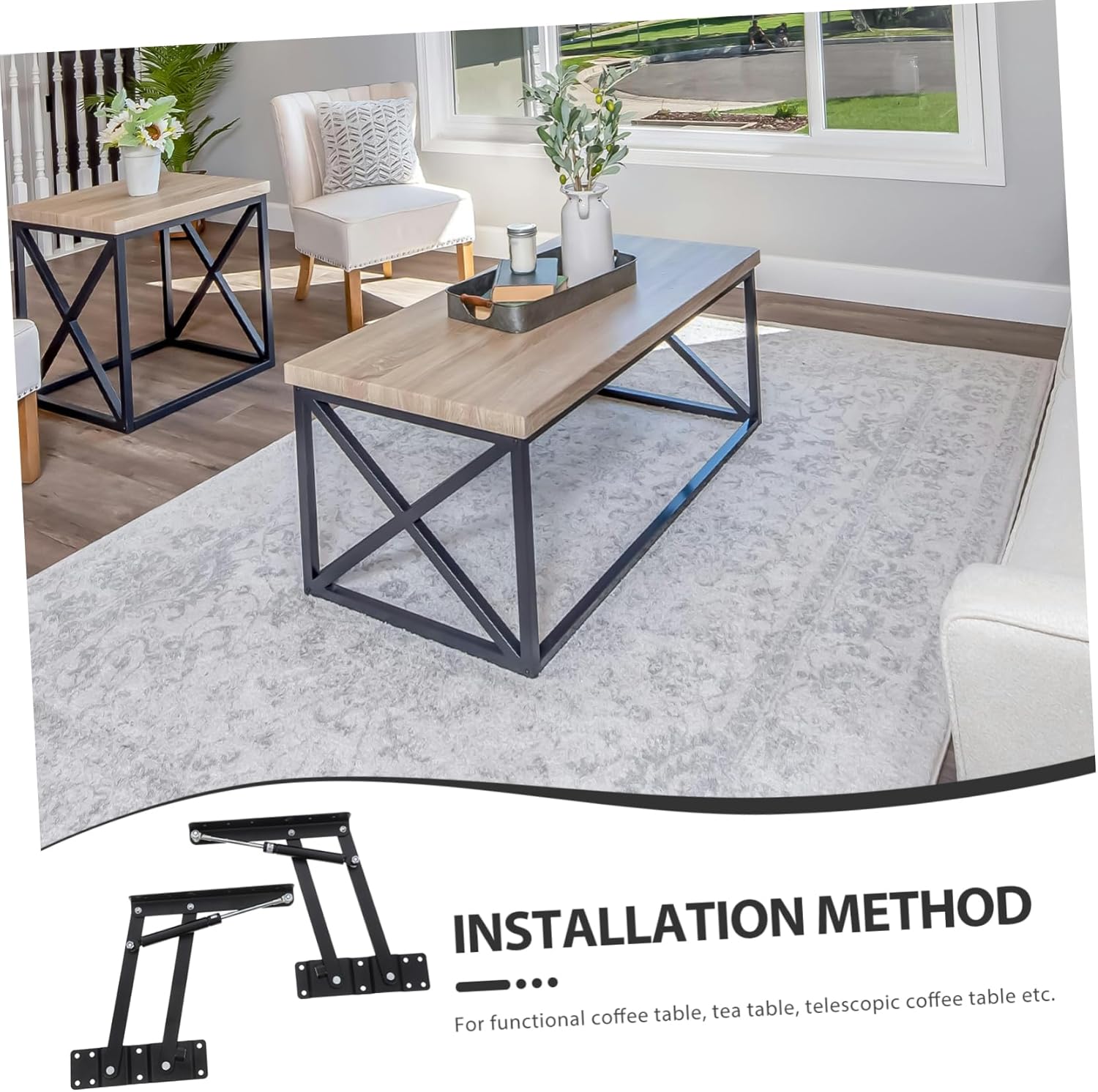 2pcs Adjustable Coffee Table Lifting Mechanism Pneumatic Support Versatile Hardware for Space-Saving Furniture Living Room and Office Spaces