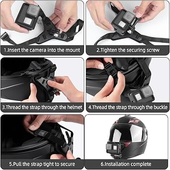 Motorcycle Helmet Chin Mount, Camera Helmet Strap Holder for Action Cam