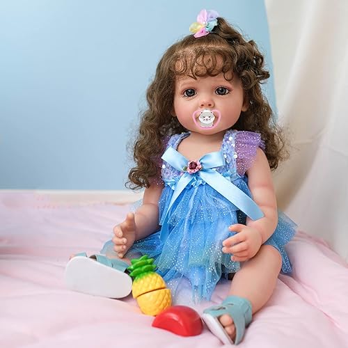 TERABITHIA Muñeca de bebé recién nacida realista de 22 pulgadas, hecha a mano en vinilo de cuerpo completo, realista, recién nacida, princesa, niña,