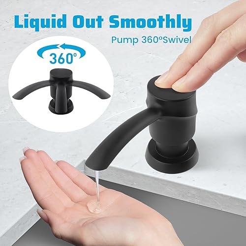 Miniatura 3 de SAMODRA Dispensador de jabón para fregadero de cocina, dispensador de loción, dispensador de ABS con cabezal de bomba integrado con botella de PET